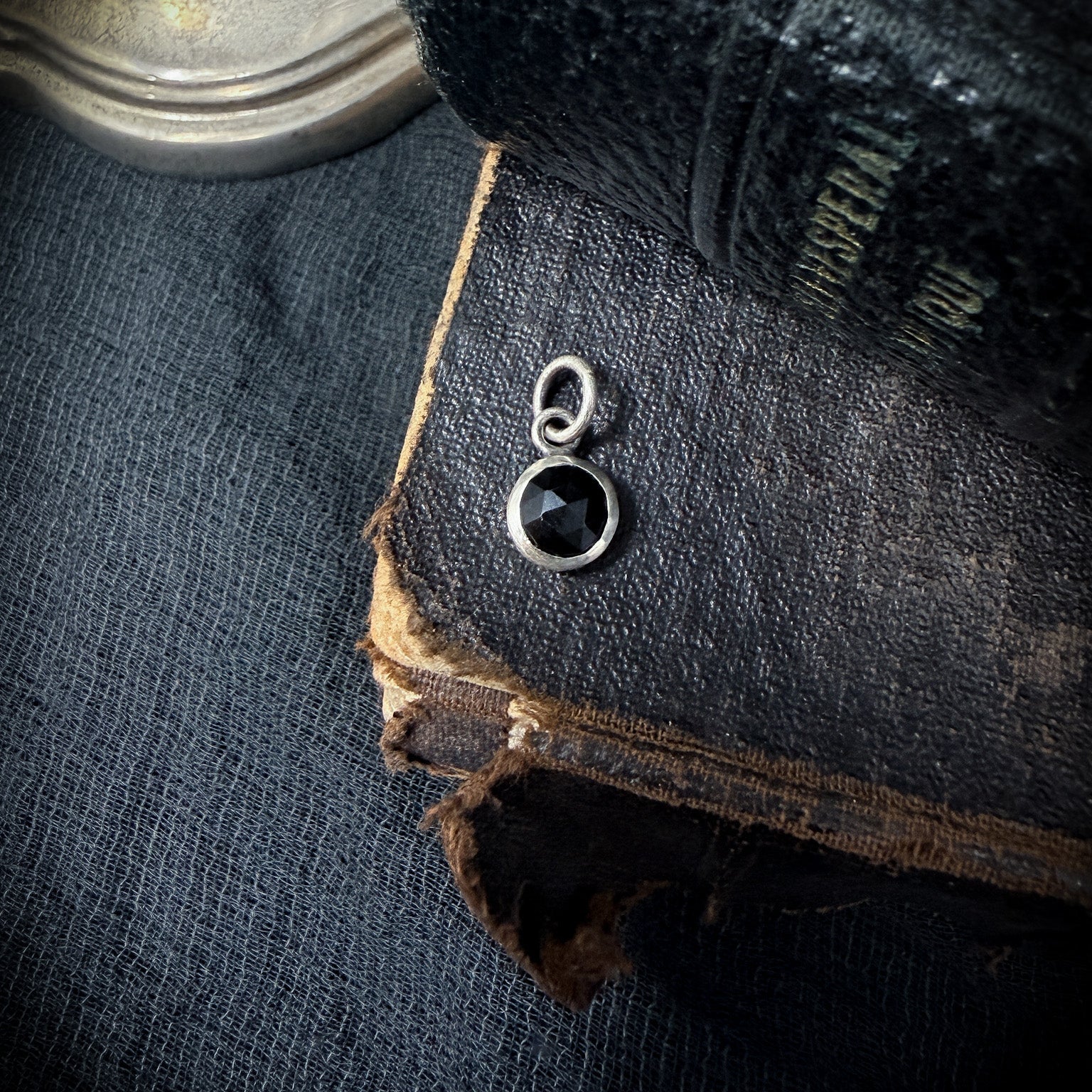 Black Spinel Charm | Round Rose Cut Black Spinel