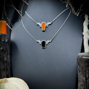 Night Creature Orange Chalcedony Coffin Gemstone Pendant - UNIQUE