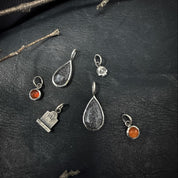 Black Sunstone Charm | Tear Drop Rose Cut Charm