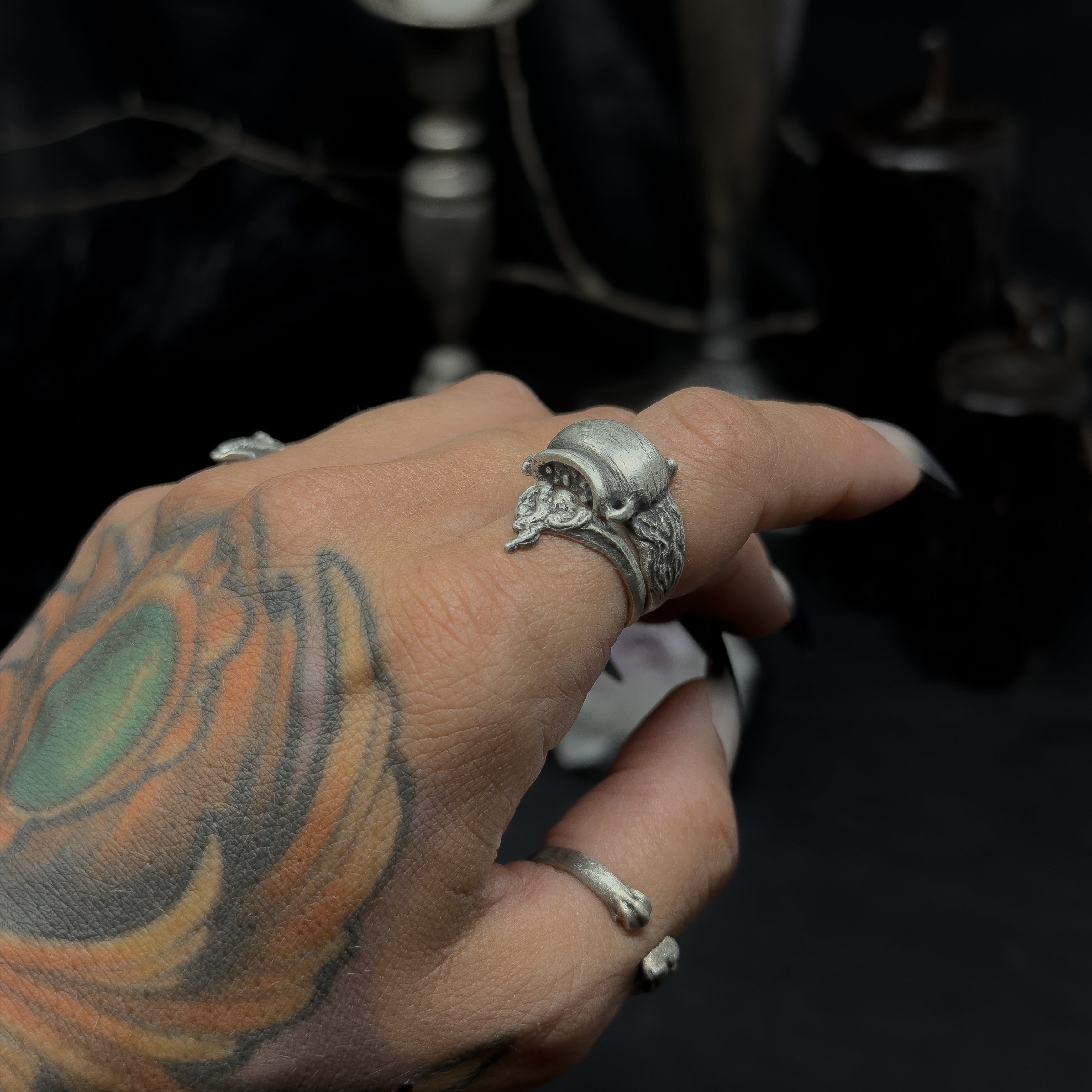 Cauldron & Smoke Set - Witchy Silver Ring