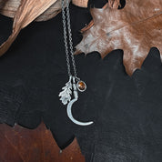 Sombre Moisson Charm Necklace - Silver Witchy Fall Harvest Necklace - LIMITED
