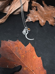 Sombre Moisson Charm Necklace - Silver Witchy Fall Harvest Necklace - LIMITED