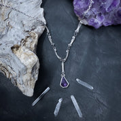 Cat-acombs Drop Necklace Amethyst - Bones silver pendant - LIMITED