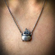 Cauldron & Smoke Necklace Witchy Pendant