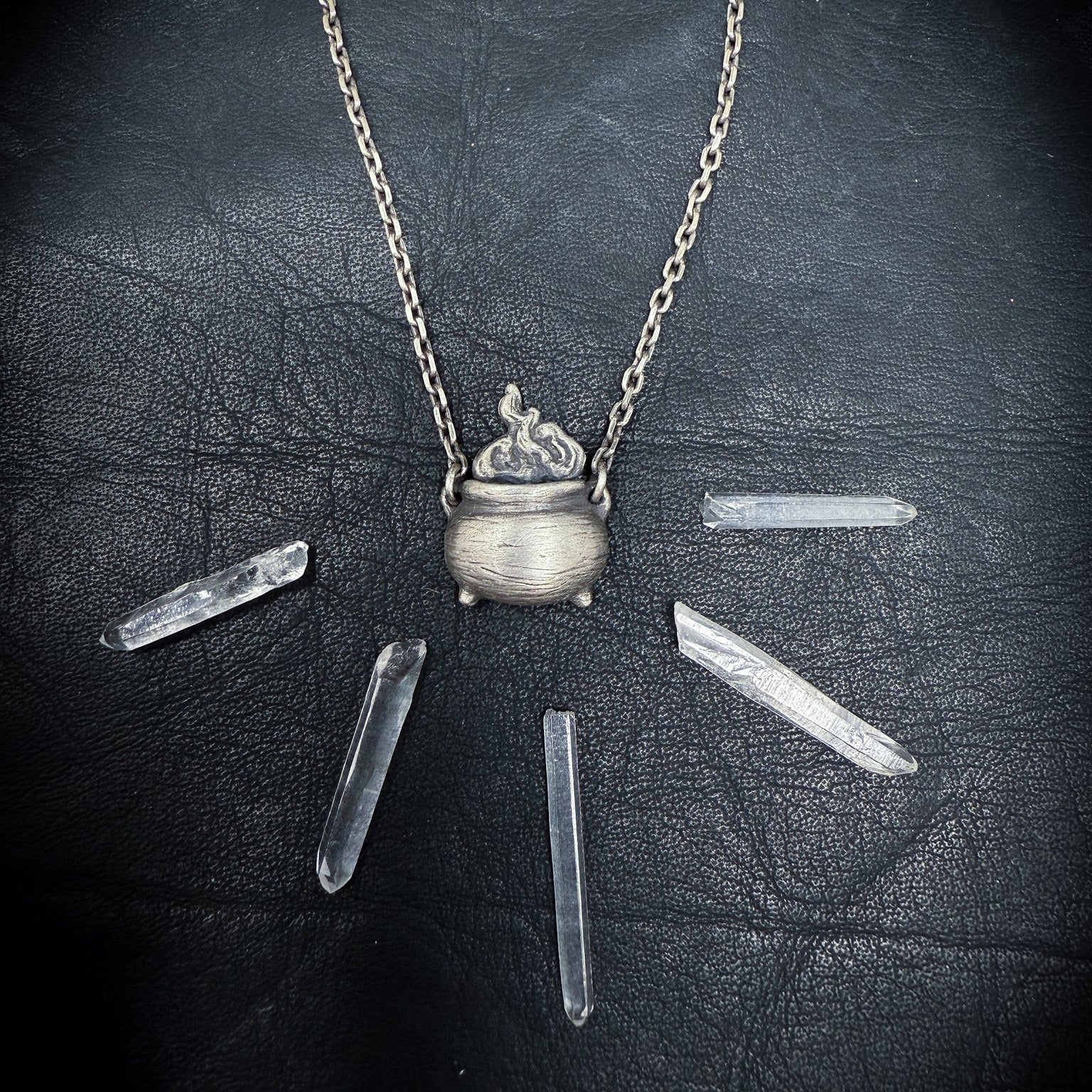 Cauldron & Smoke Necklace Witchy Pendant