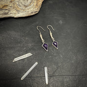 Cat-acombs Drop Earrings Amethyst - Bones silver Earrings - LIMITED