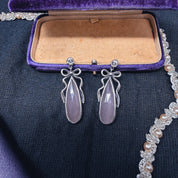 Big Pink Chalcedony Death by Ribbons Earrings - Uneven X Olivia Faust