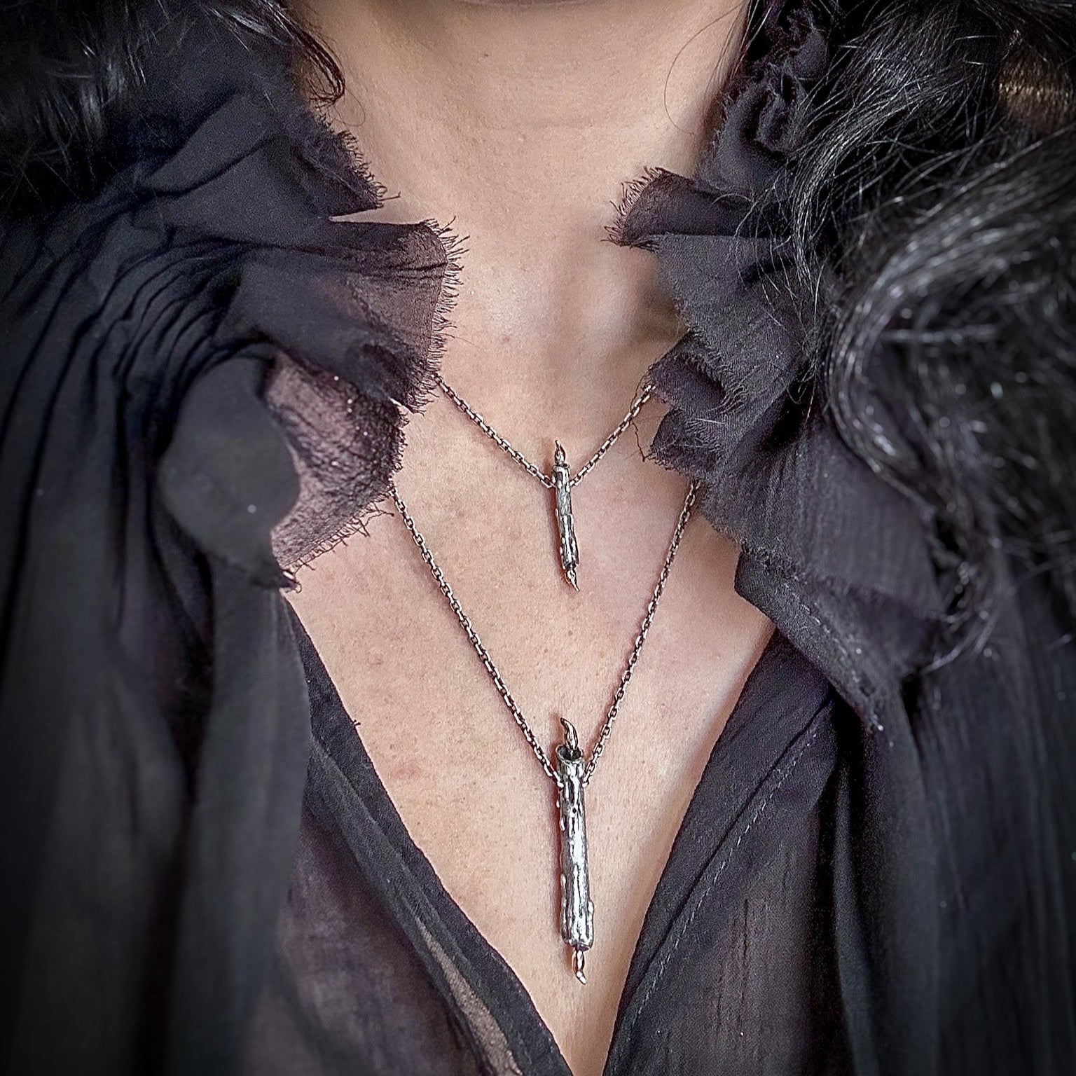 Midnight Society Pendant - Burning at Both ends Candle Necklace - ready to ship