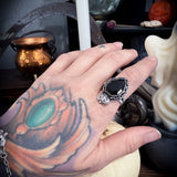 Mini Pumpkin King Black Spinel Ring sz 7.5