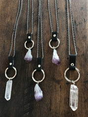 Witchy Mermaid Crystal Leather Necklace - Ready to Ship