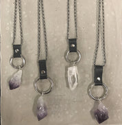 Witchy Mermaid Crystal Leather Necklace - Ready to Ship
