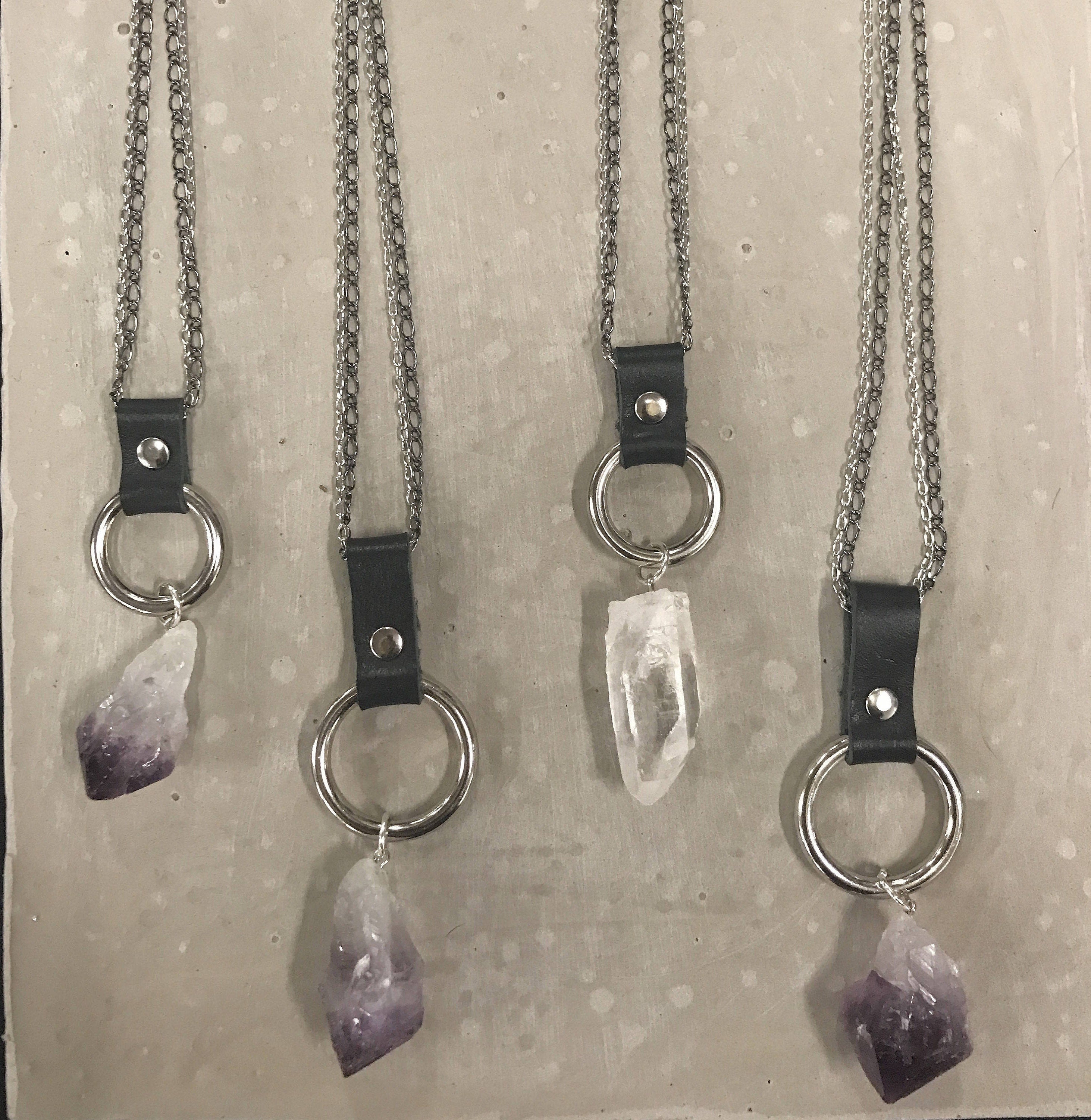 Witchy Mermaid Crystal Leather Necklace - Ready to Ship