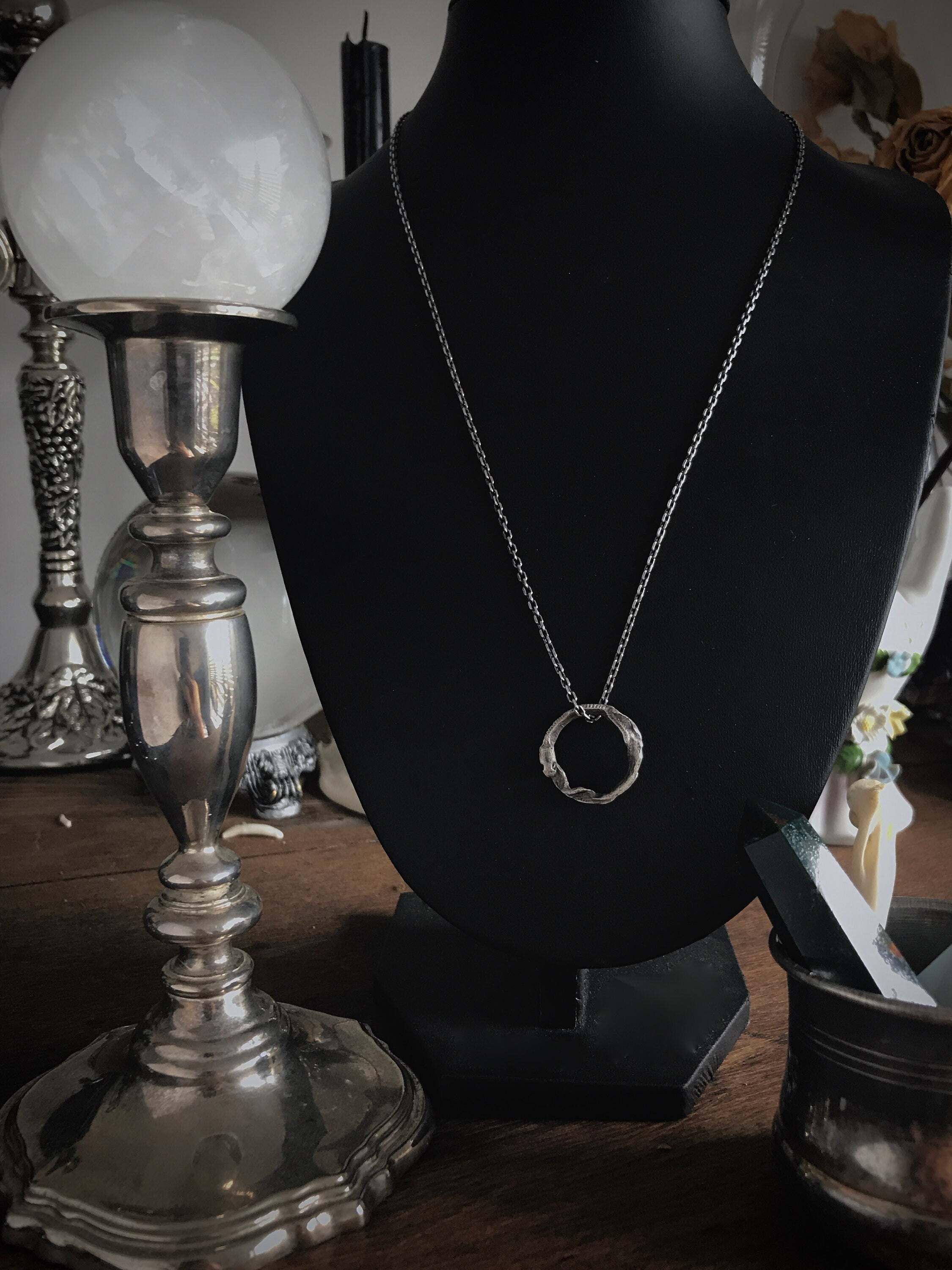 Mini Dangling Ouroboros Pendant Necklace - Ready to Ship