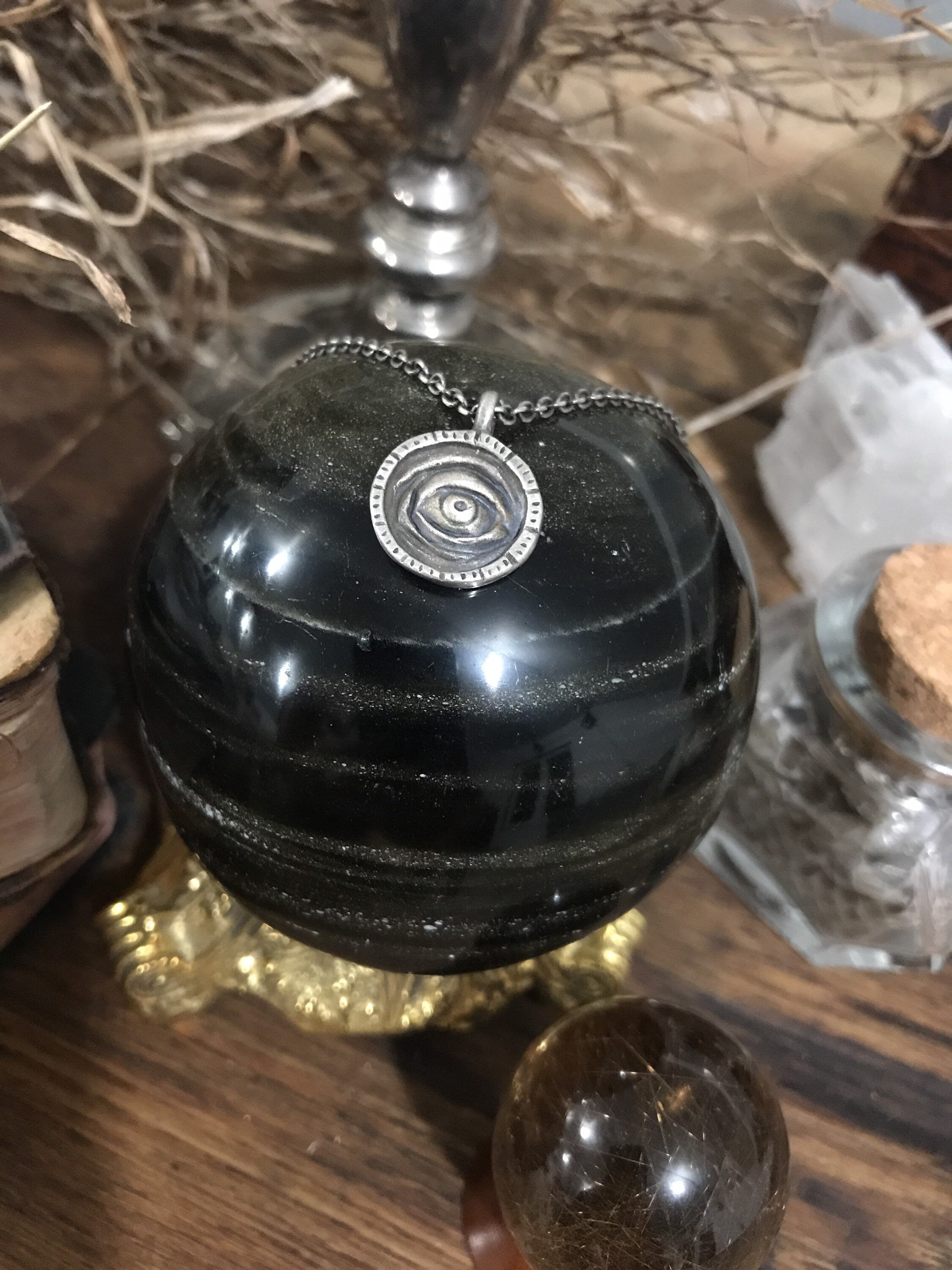 Witchy Eye Signet Pendant - Eye Put a Spell on You Necklace - Ready to Ship