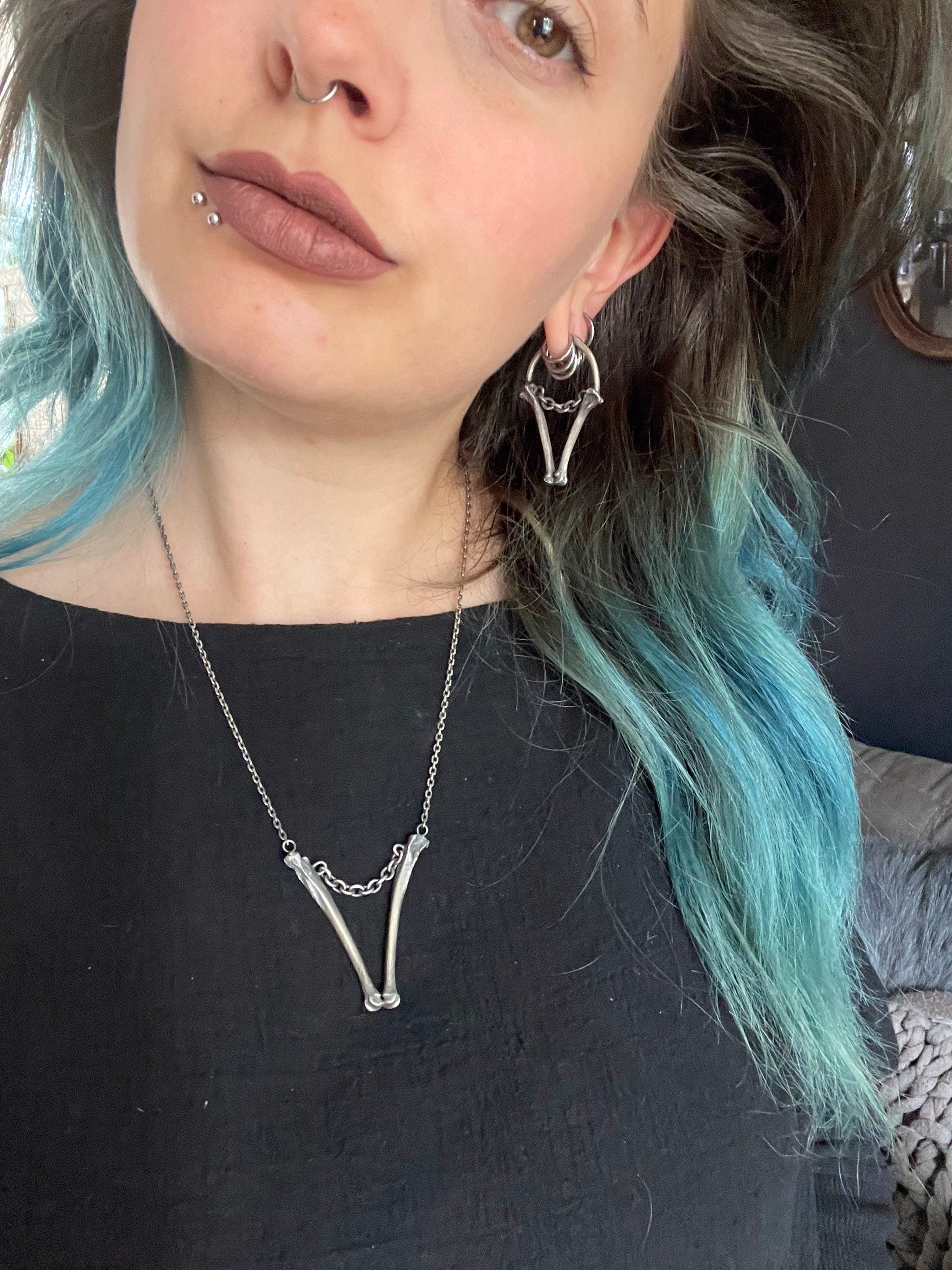 Bones and Chains earrings - ear weigths - Ready to Ship