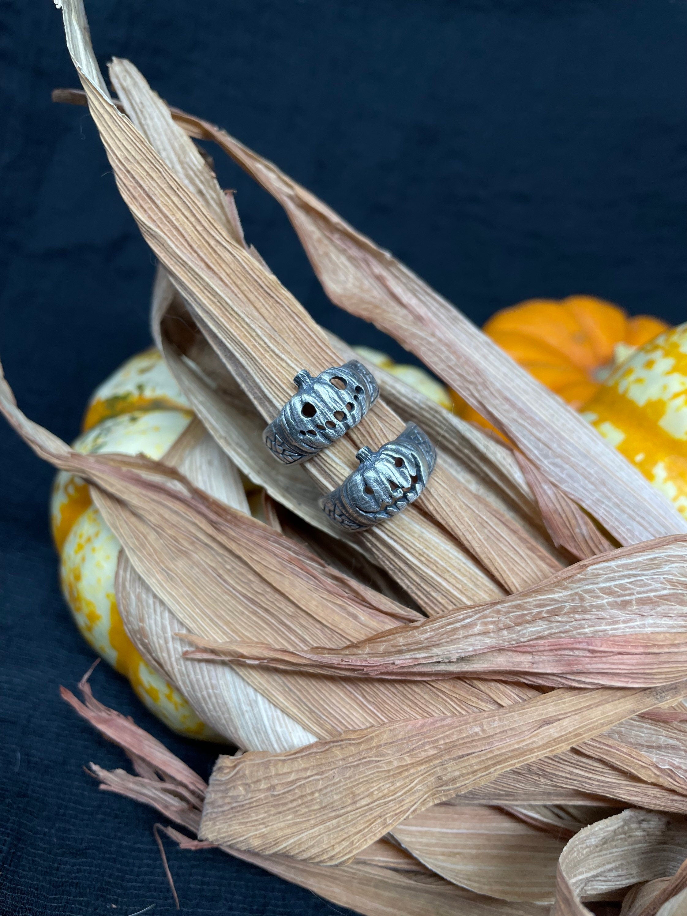 Classic Jack-O Pumpkin Ring – Handcrafted Sterling Silver Halloween Jewelry
