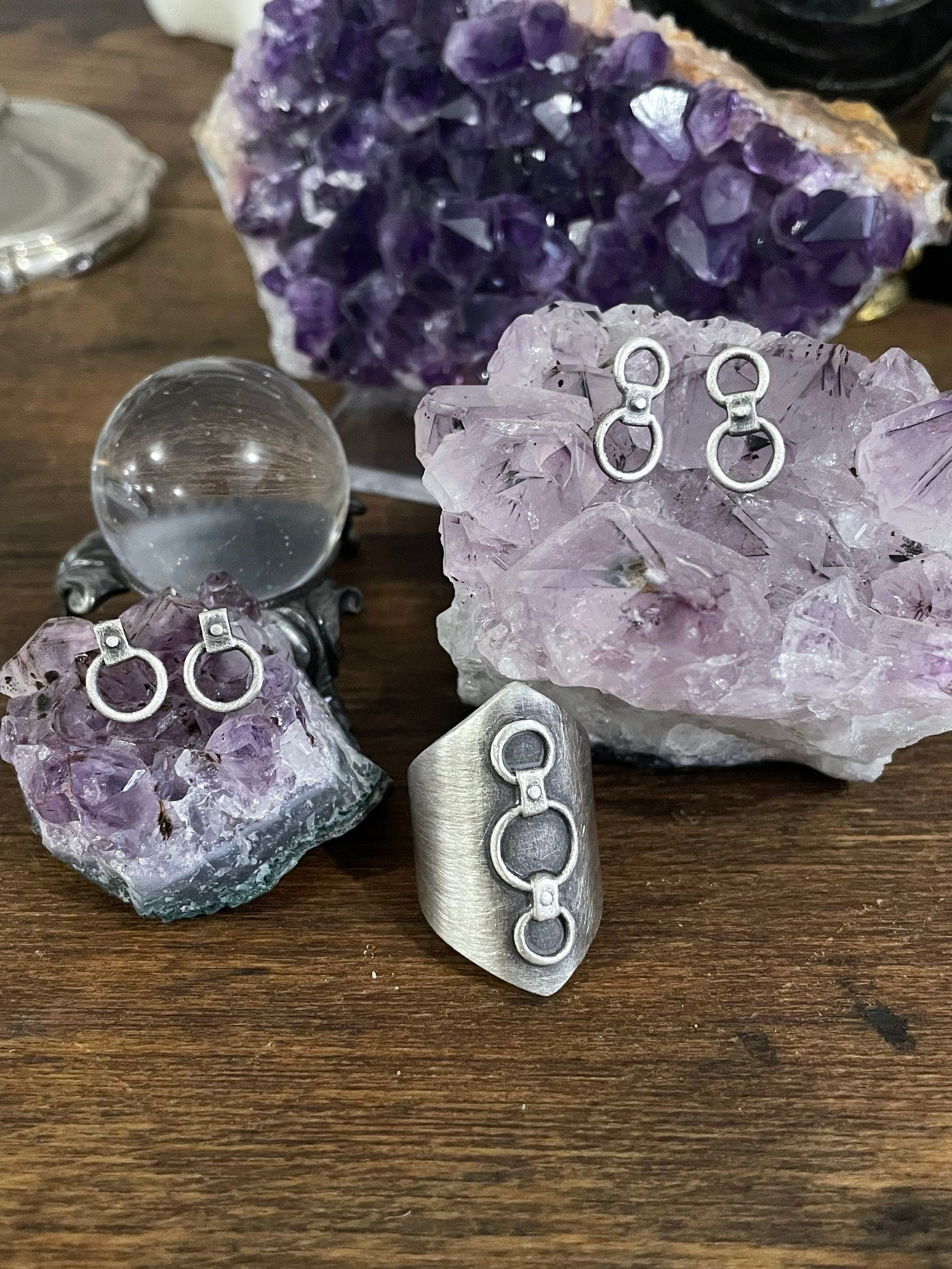 Double O ring Ear Studs Earrings